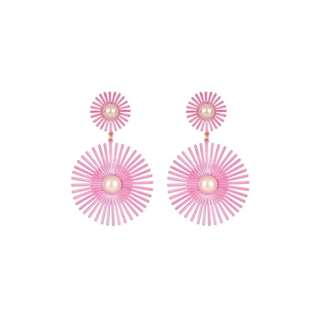 Tell Your Tale Starburst Pearl Circle Earrings Light Pink Nwt 21$